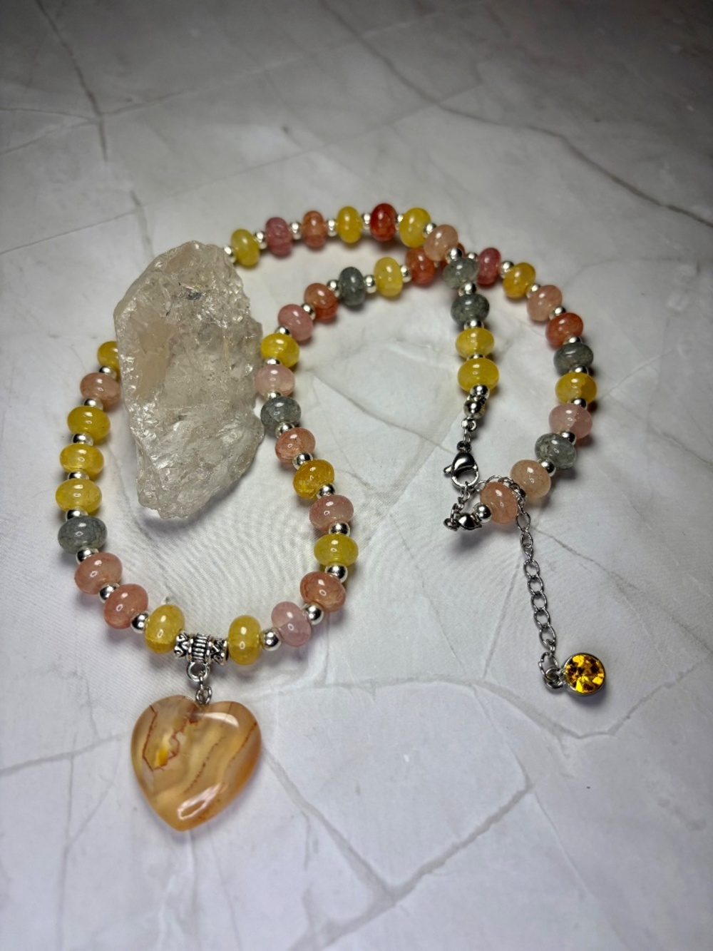 Colorful Tourmaline & Oriental Agate Heart Necklace